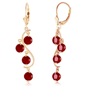 4 Carat 14K Solid Yellow Gold Chandelier Earrings Natural Ruby