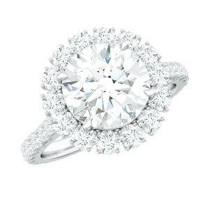 4.25 CT Round Brilliant Moissanite Halo Engagement Ring