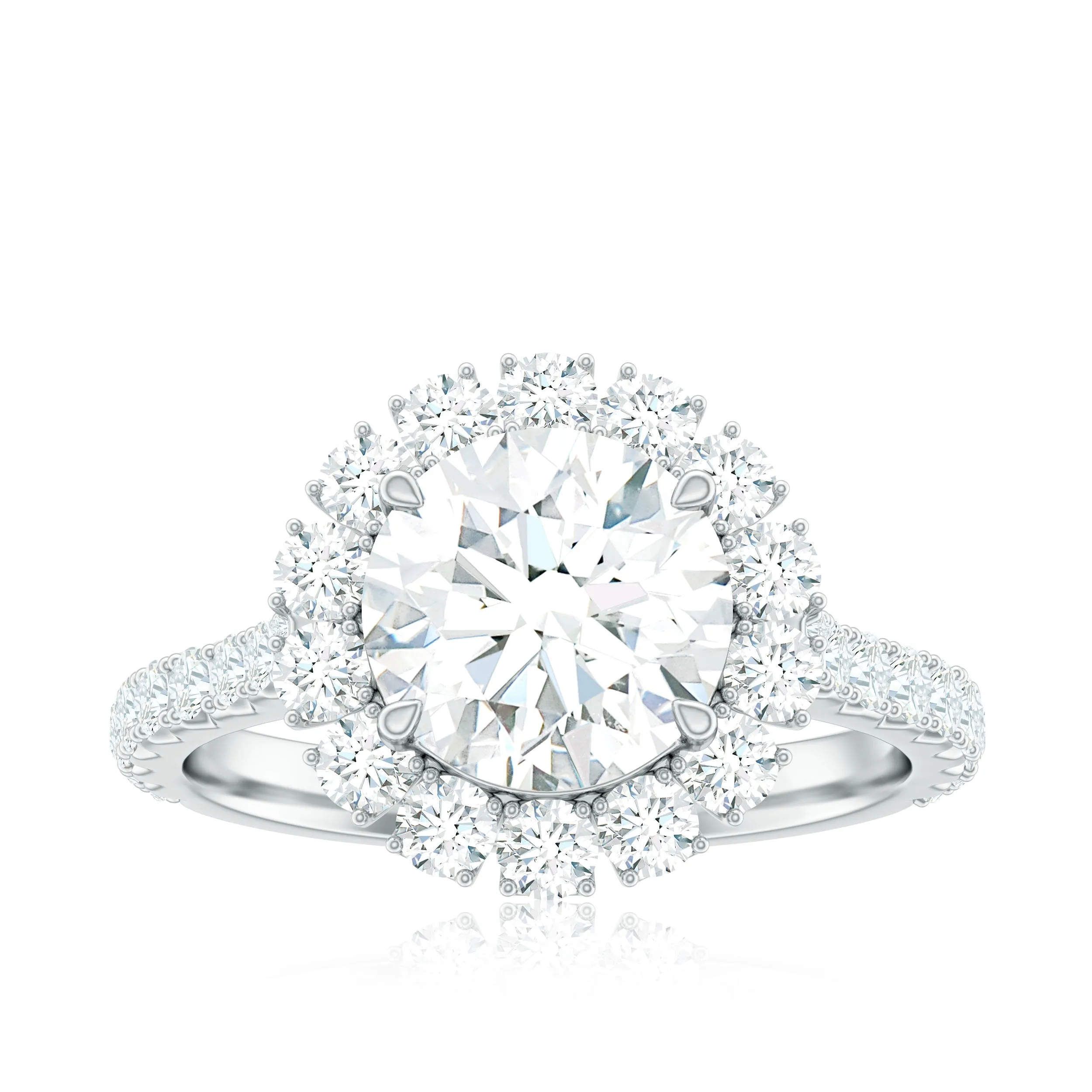 4.25 CT Round Brilliant Moissanite Halo Engagement Ring