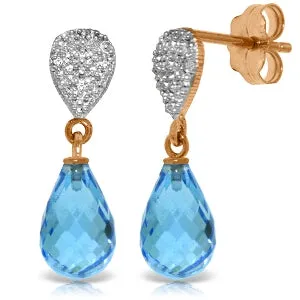 4.53 Carat 14K Solid Rose Gold Earrings Diamond Blue Topaz