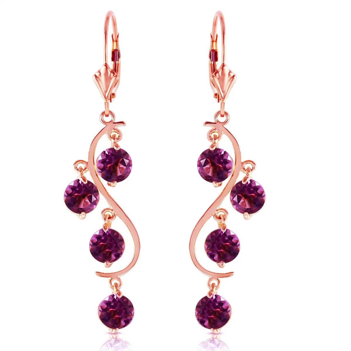 4.95 Carat 14K Solid Rose Gold Amethyst Drop Earrings