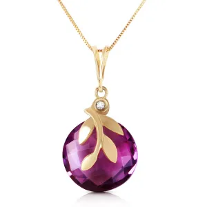 5.32 Carat 14K Solid Yellow Gold Necklace Checkerboard Cut Purple Amethyst Diamo