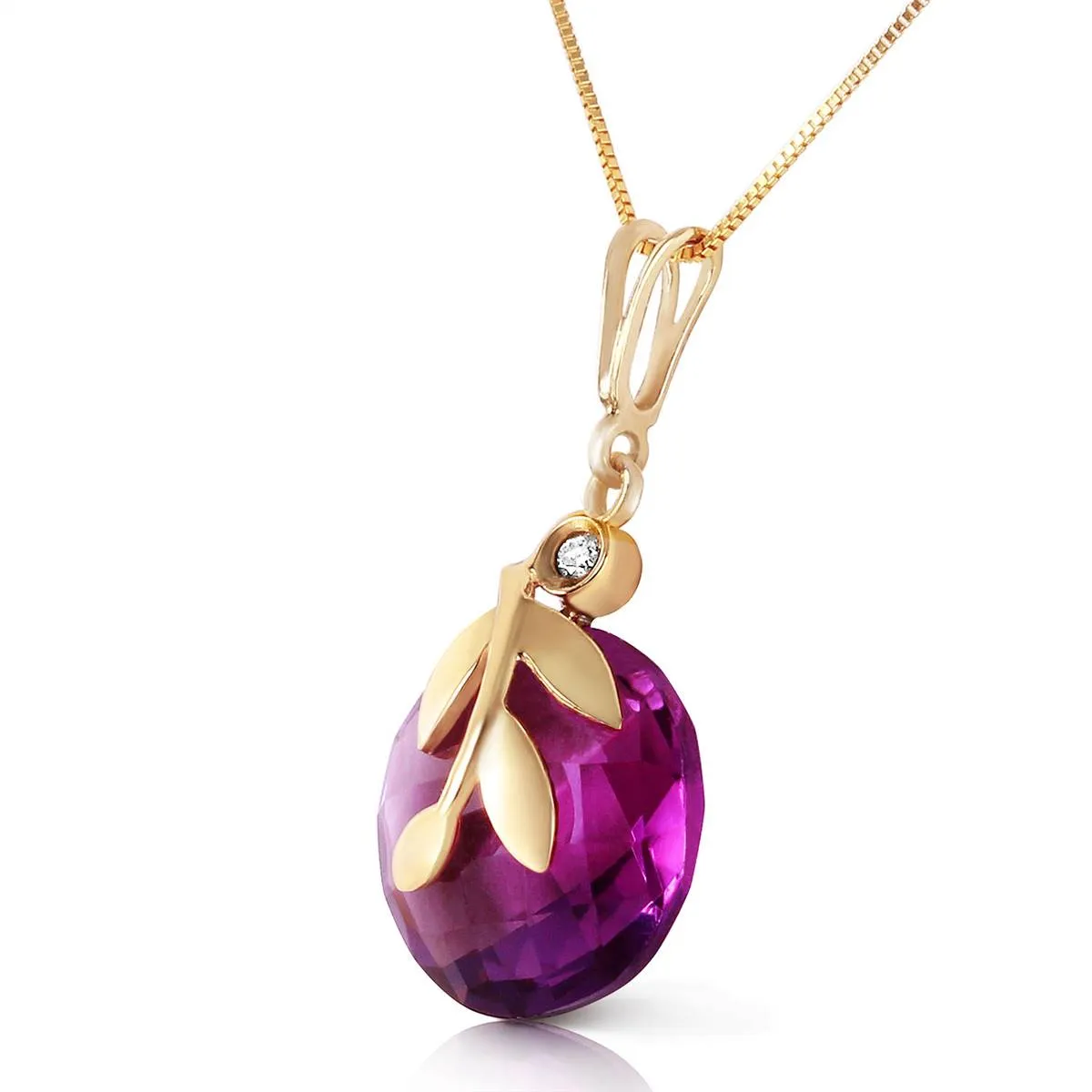 5.32 Carat 14K Solid Yellow Gold Necklace Checkerboard Cut Purple Amethyst Diamo