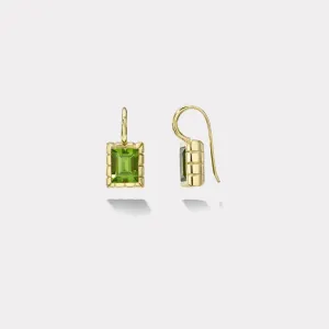 5.5ct Baguette Cut Peridot Heirloom Bezel Earrings