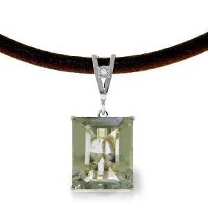 6.51 Carat 14K Solid White Gold Mind Of Lightness Green Amethyst Diamond Necklace