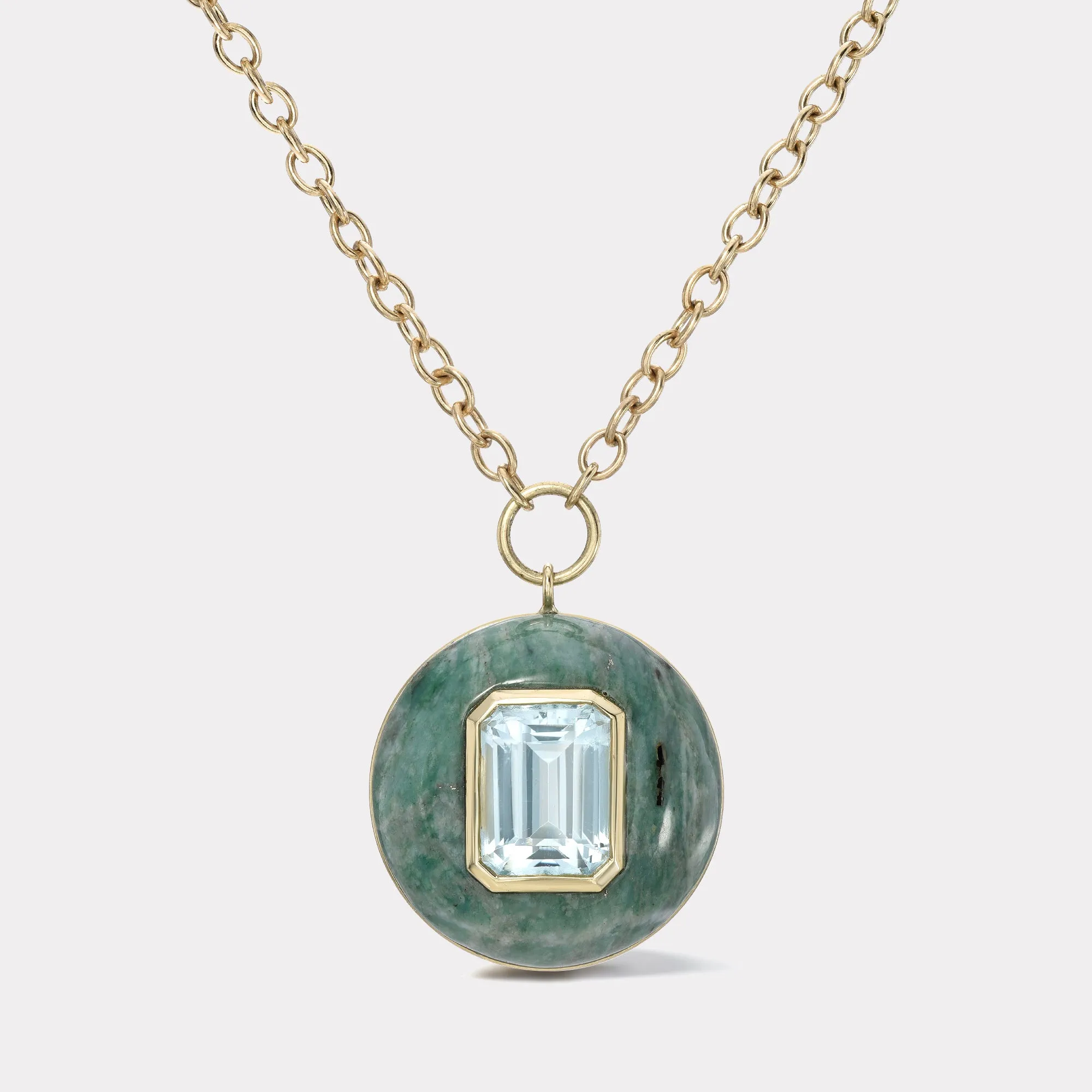 6.91ct Aquamarine in Serpentine Lollipop Pendant