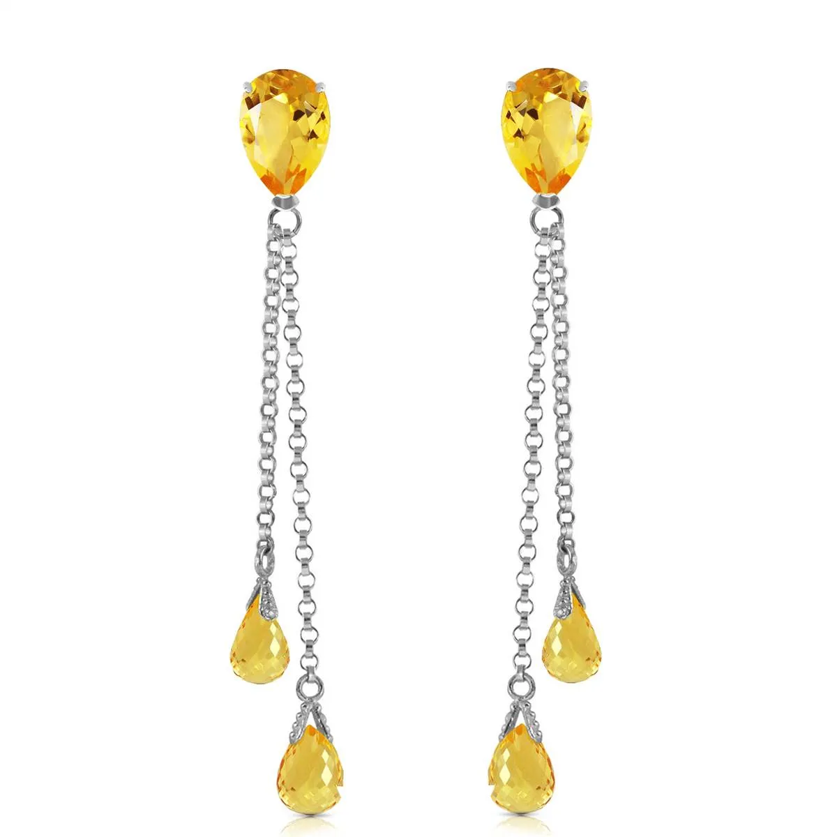 7.5 Carat 14K Solid White Gold You Are My Home Citrine Earrings