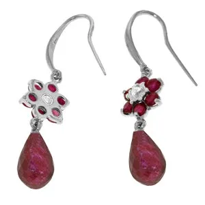 7.61 Carat 14K Solid White Gold Never Tire Of Kisses Ruby Diamond Earrings