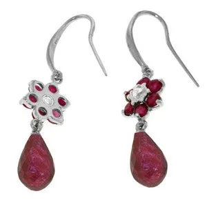 7.61 Carat 14K Solid White Gold Never Tire Of Kisses Ruby Diamond Earrings