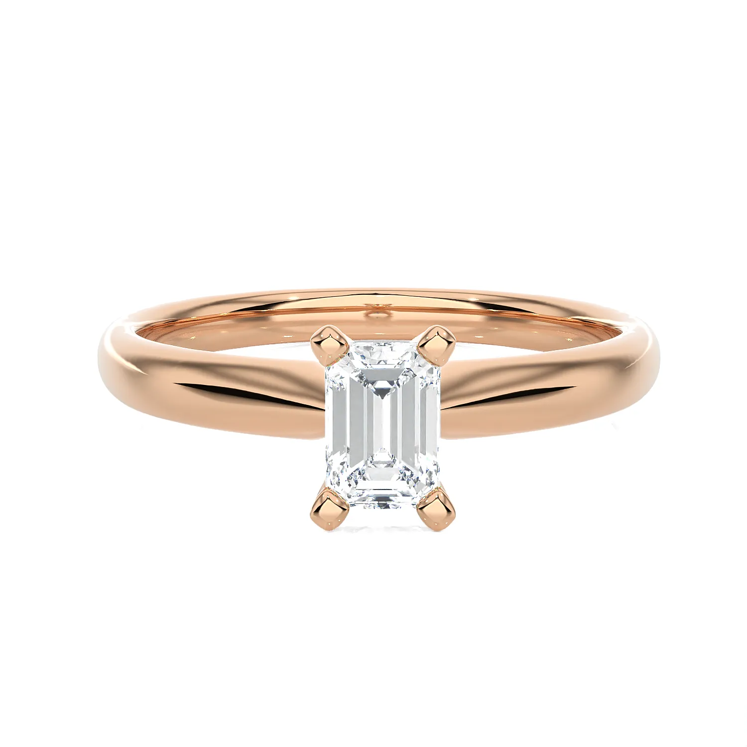 7/8 ctw Emerald-Cut Lab Grown Diamond Solitaire Engagement Ring