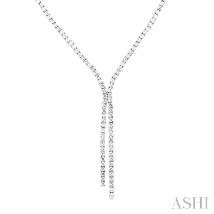 8 7/8 ctw Y-Shape Round Cut Diamond Tennis Necklace in 14K White Gold