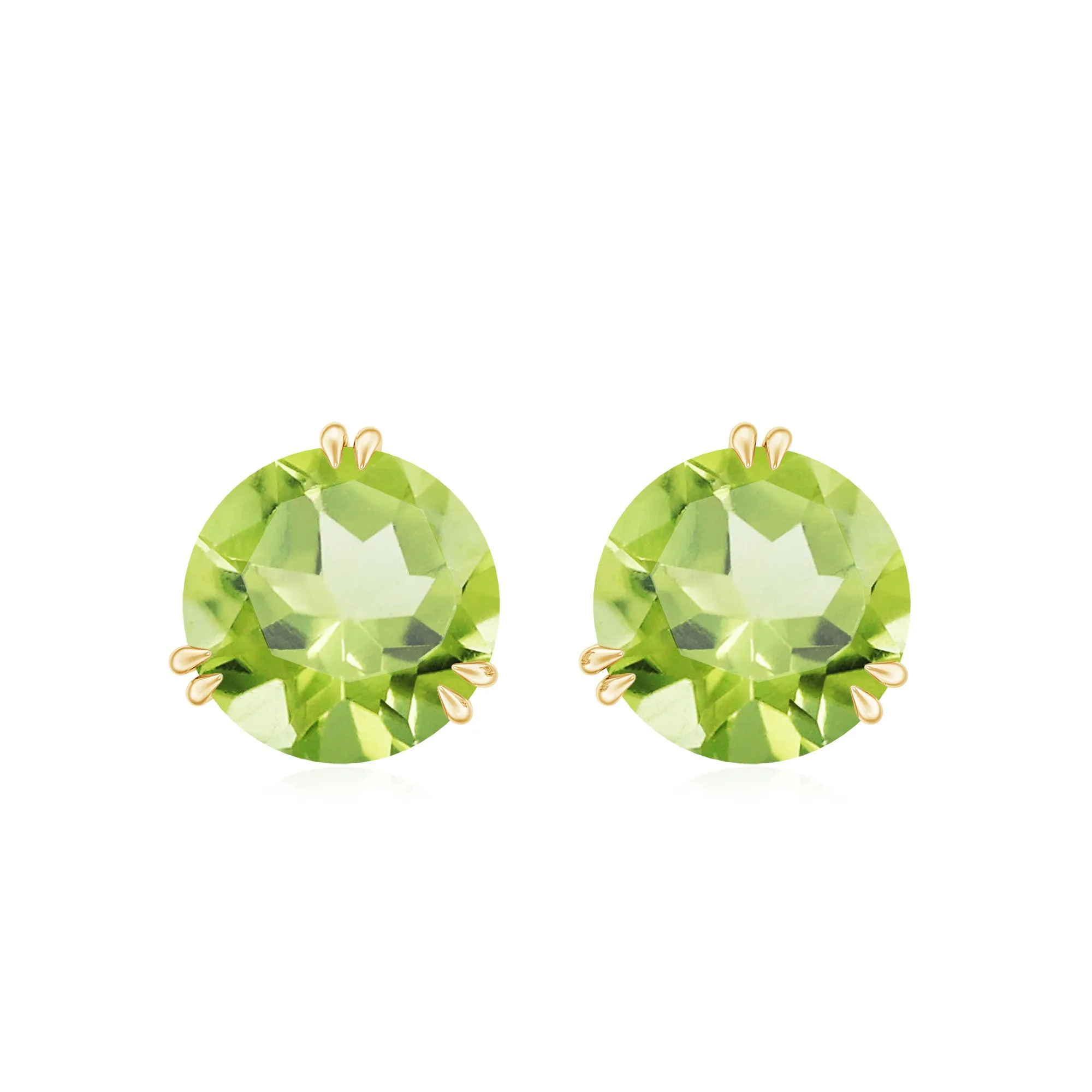 8 MM Peridot Solitaire Stud Earrings in Double Prong Setting