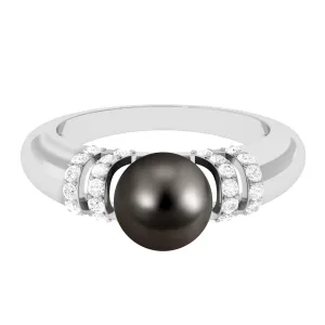 8.75 CT Tahitian Pearl and Diamond Engagement Ring