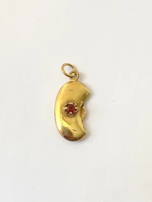 9ct Gold, Antique, Kidney Bean Lucky Charm, with Garnet