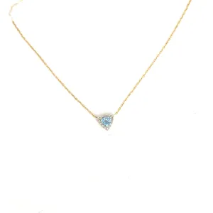 Aalia, Aquamarine and Diamond Necklace 14k Gold