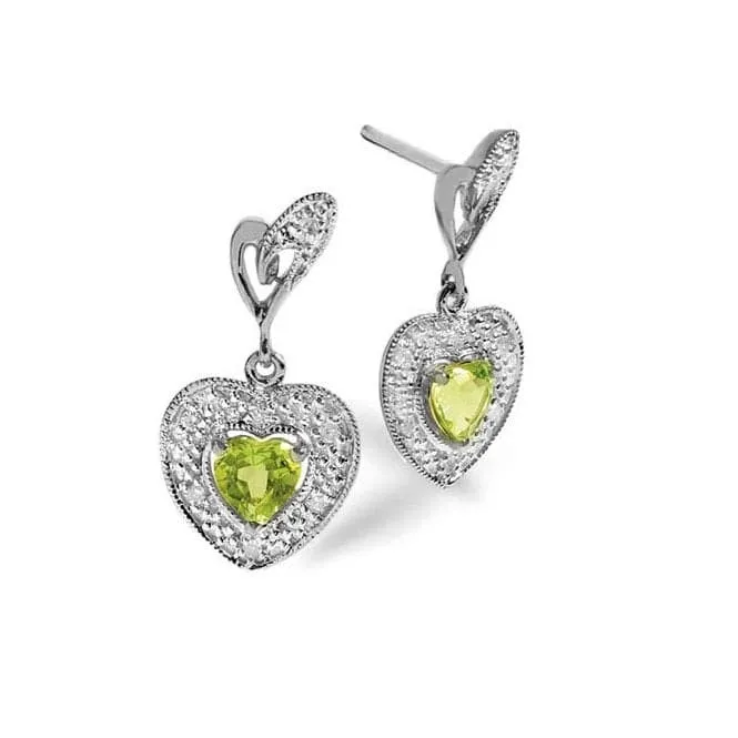 Acotis Diamonds 9K White Gold 0.07ct Diamond Peridot Earrings F2256