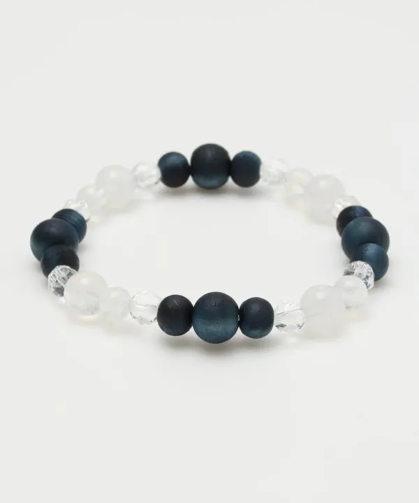 AIZOME Indigo Dyed Cypress x Rainbow Moonstone Bracelet