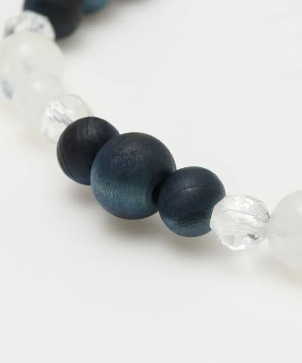 AIZOME Indigo Dyed Cypress x Rainbow Moonstone Bracelet