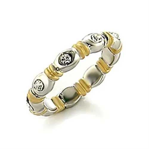 Alamode Matte Gold & Rhodium Brass Toe Ring with Top Grade Crystal in Clear