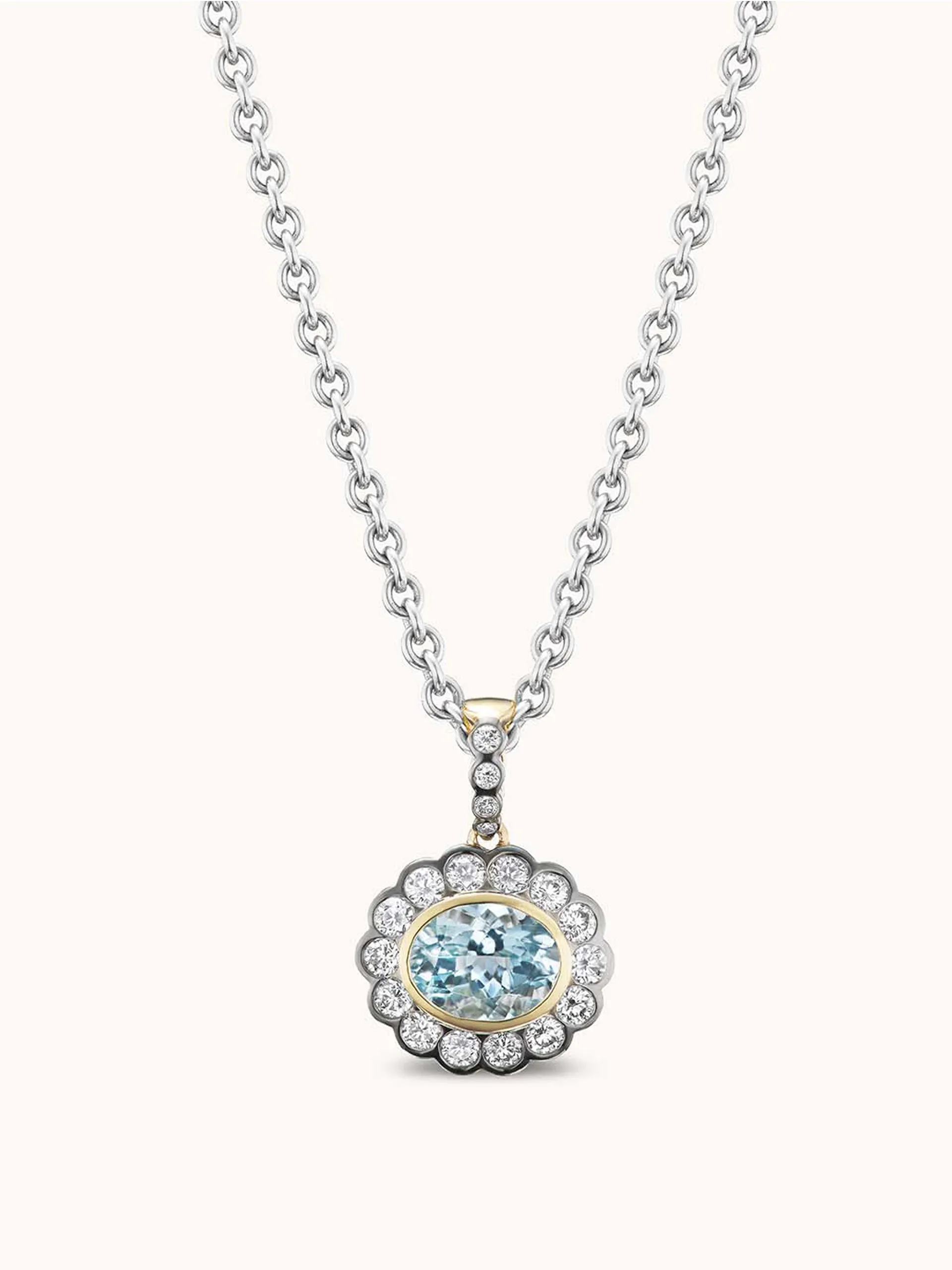 Alexandra charm necklace in aquamarine