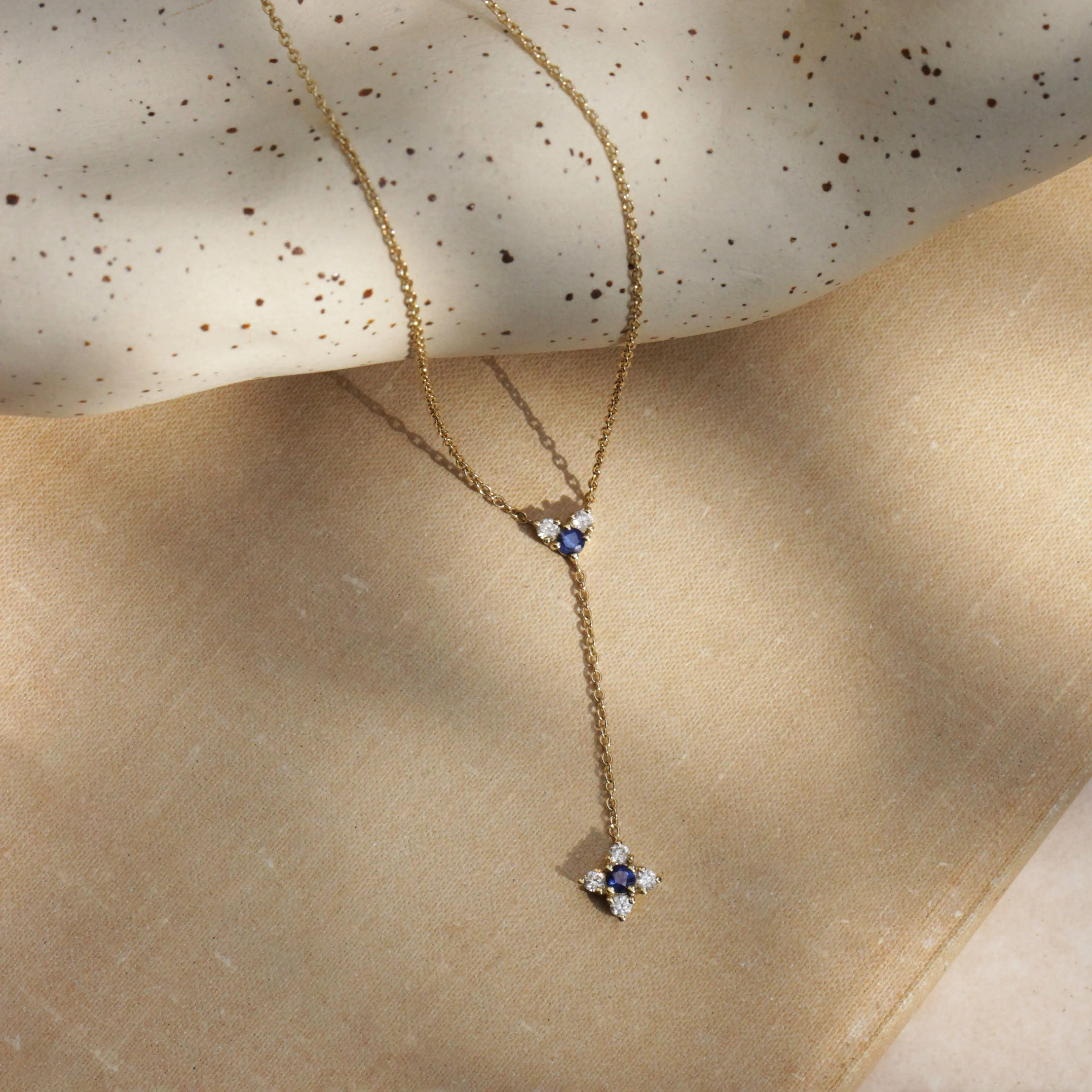 Alexandra Gold Necklace Sapphire & White Diamonds