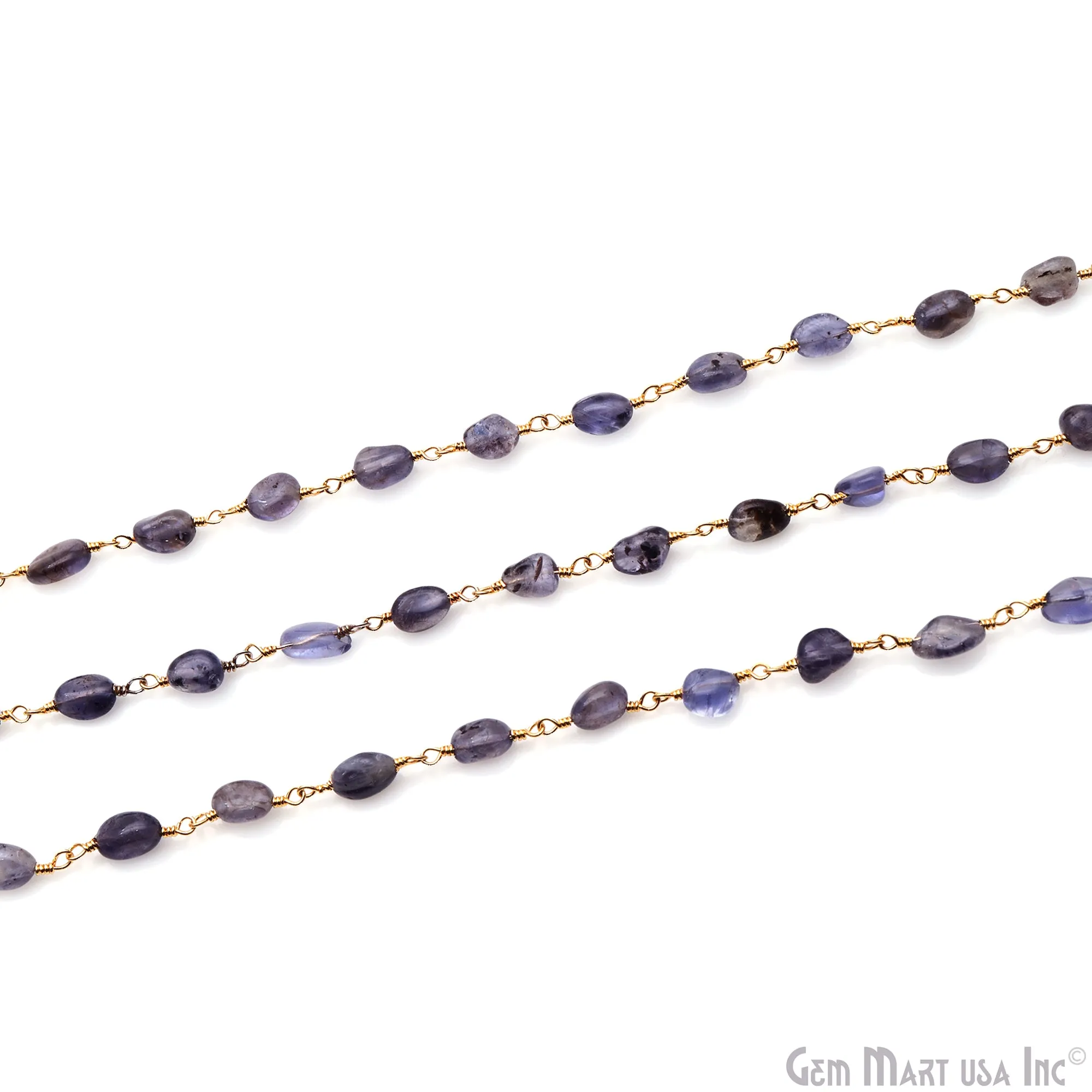 Amethyst 8x5mm Tumble Beads Gold Plated Rosary Chain