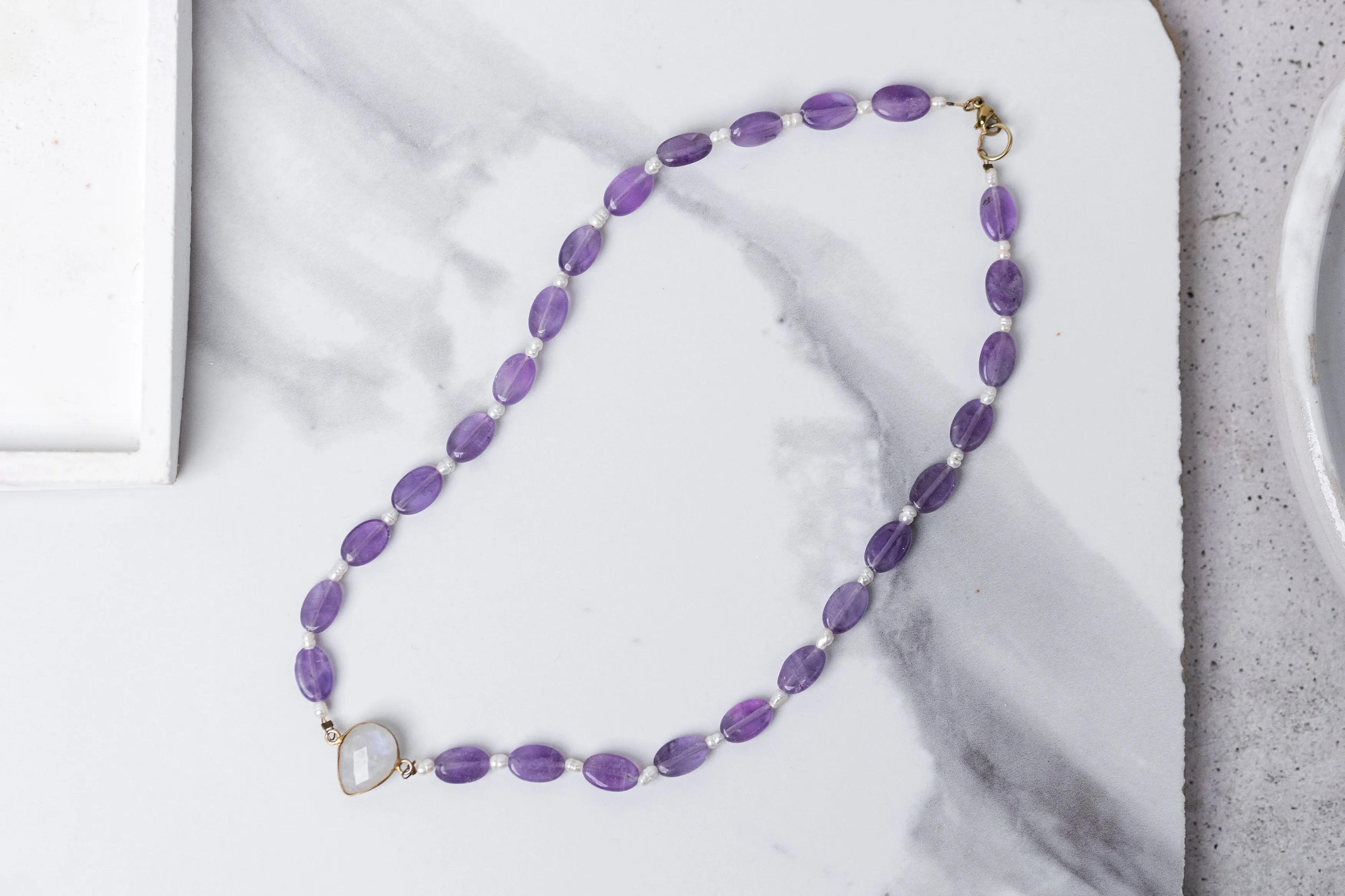 Amethyst & moonstone necklace