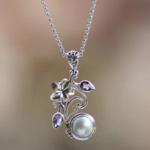 Amethyst & Pearl Garden Blossom Necklace