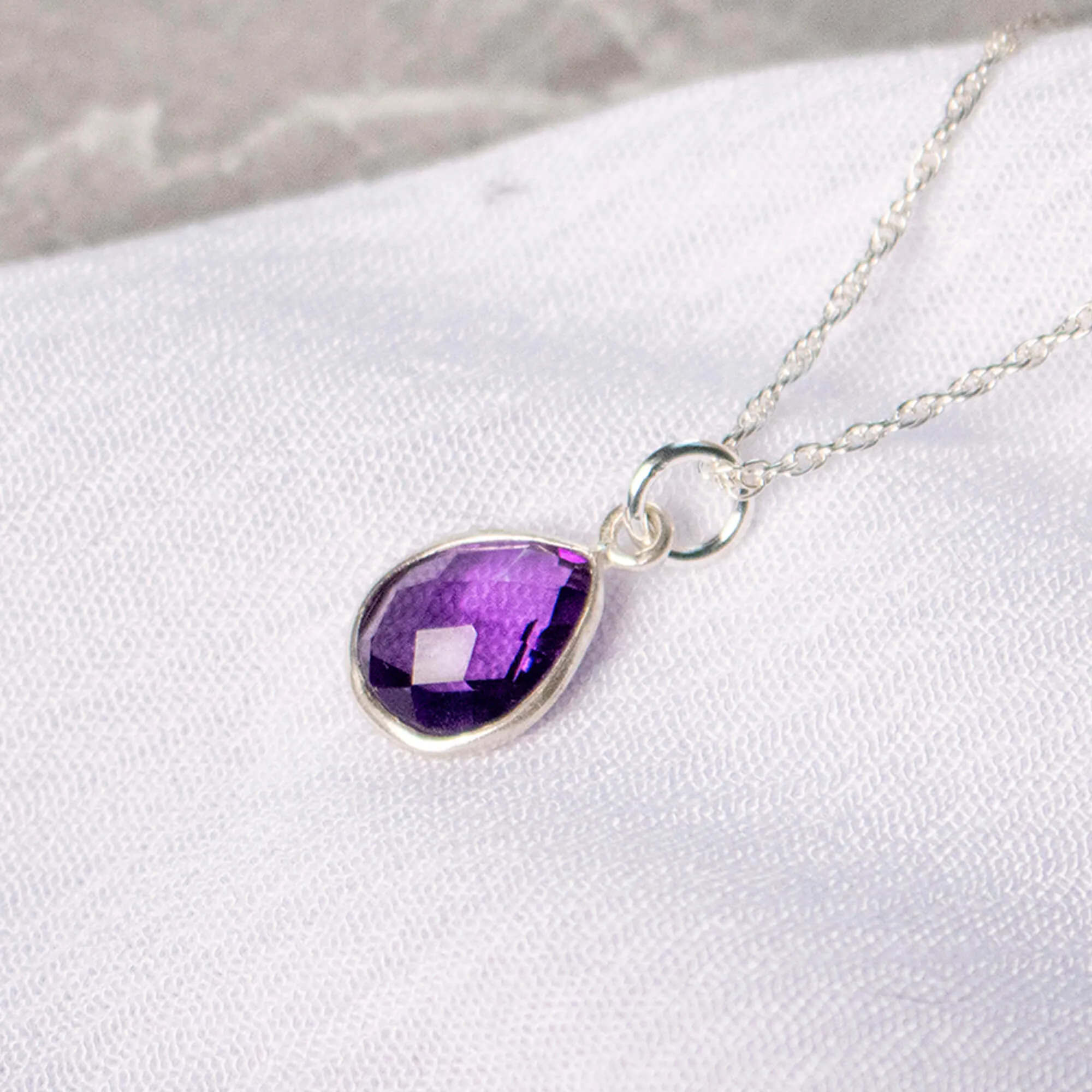 Amethyst Charm Necklace | Silver | February Birthstone