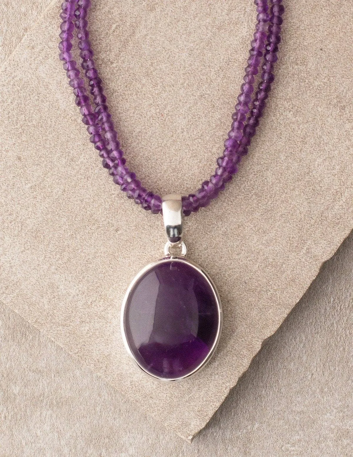 Amethyst Double Strand Beaded Necklace - One of a Kind