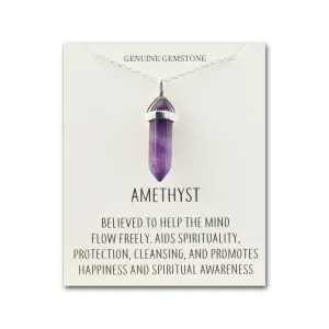 Amethyst Gemstone Necklace with Quote Card