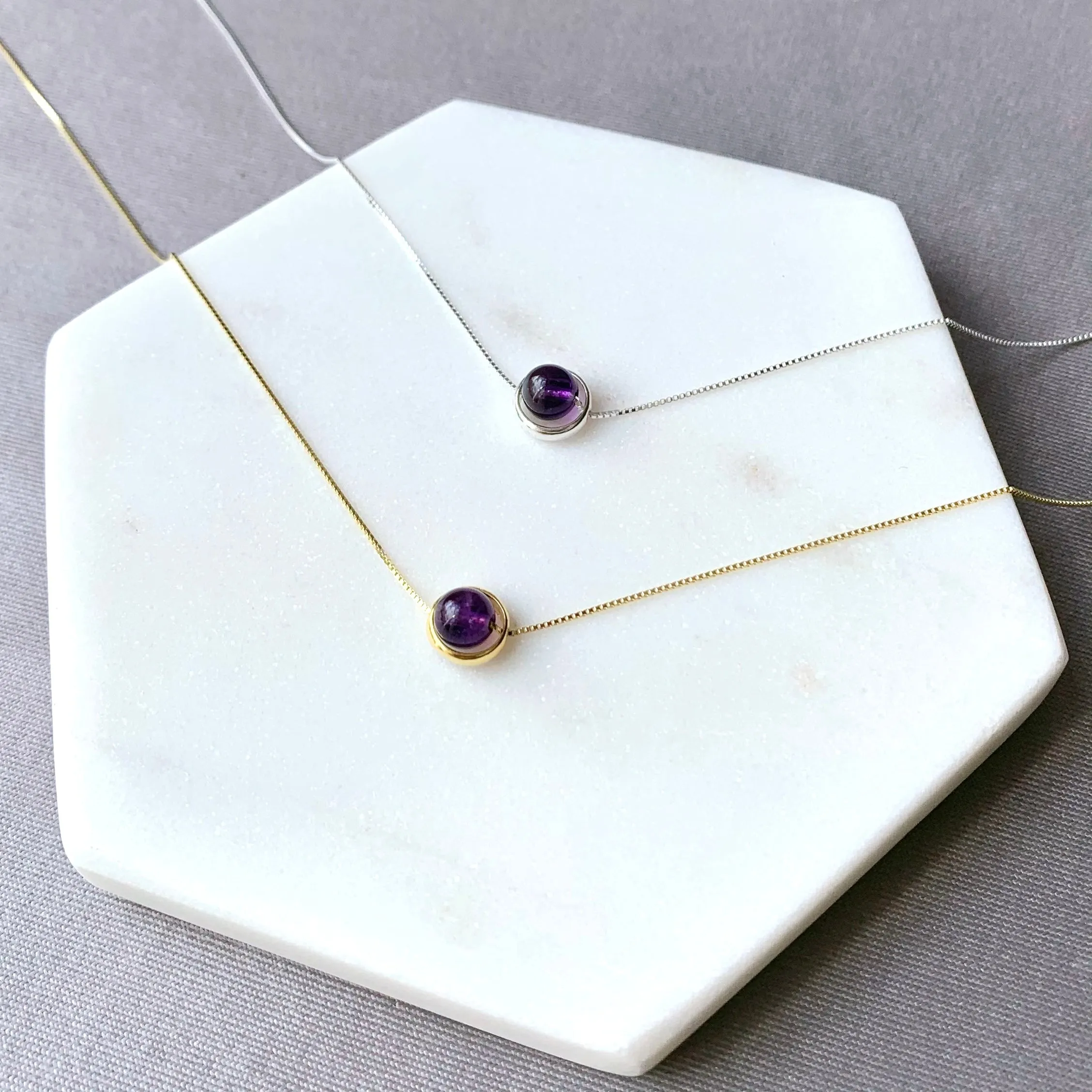 Amethyst Minimalist Sterling Silver Necklace