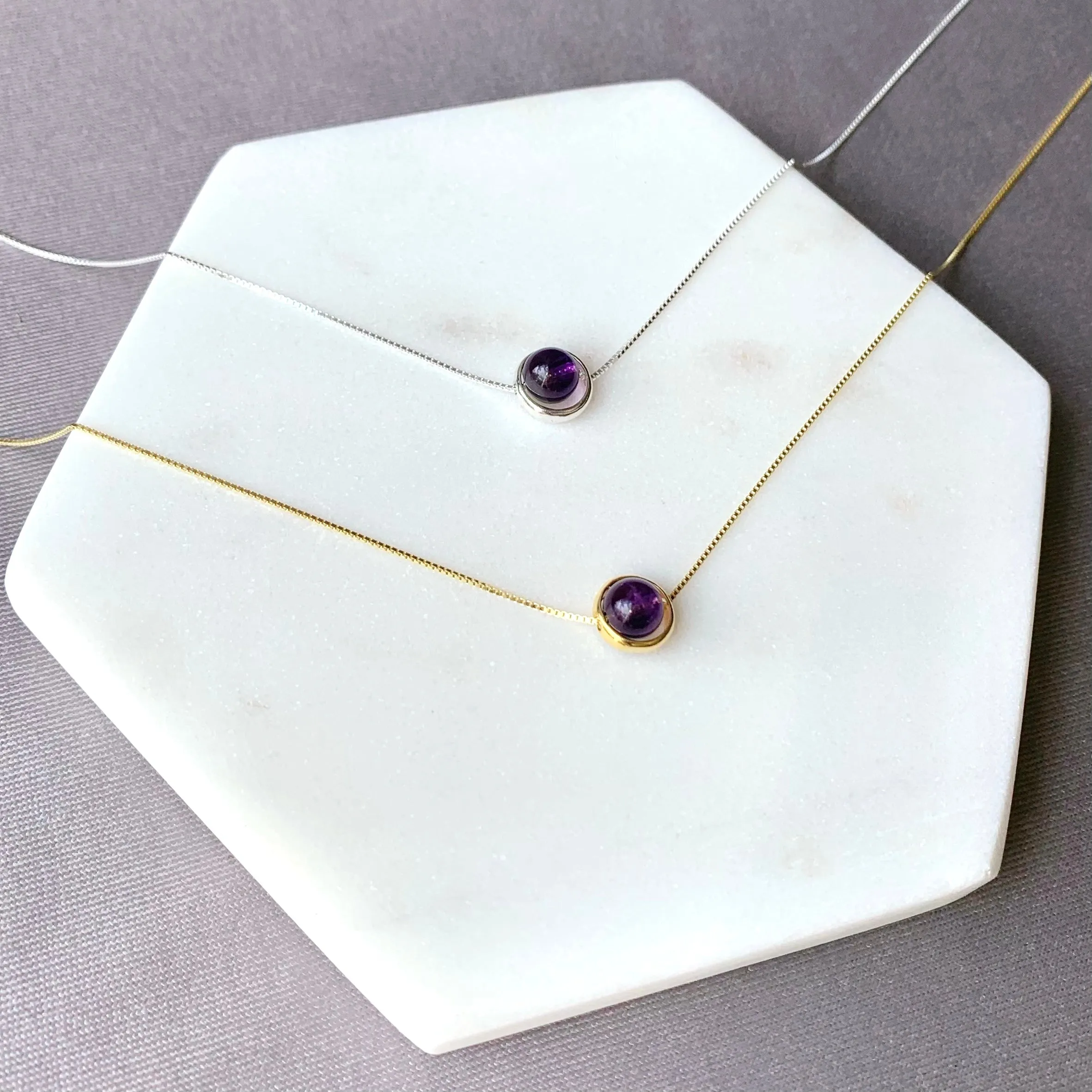 Amethyst Minimalist Sterling Silver Necklace