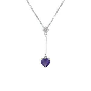 Amethyst  Necklace - Amethyst Heart & Diamond Accent Pendant