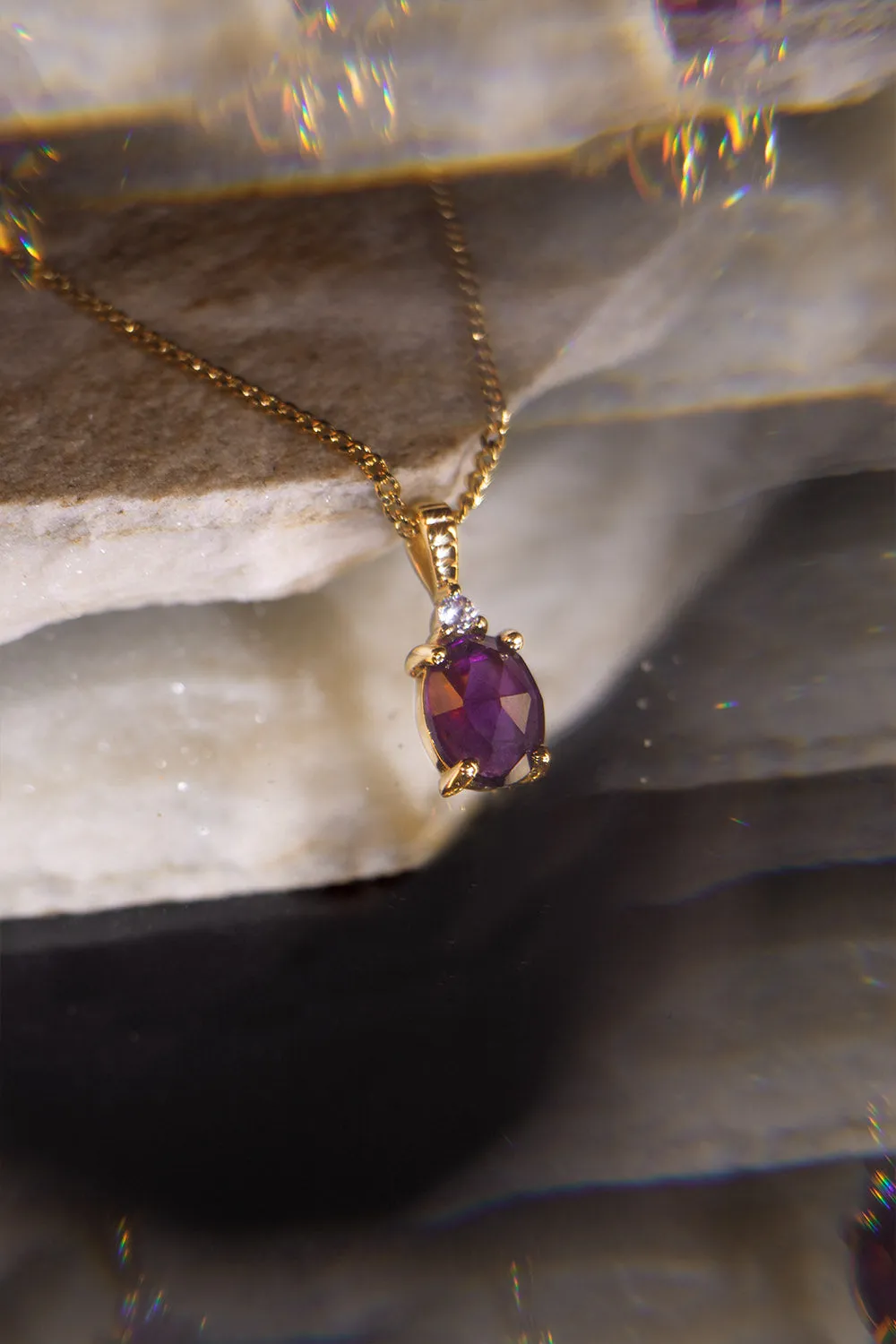 Amethyst Protection Necklace 14K Gold Plated