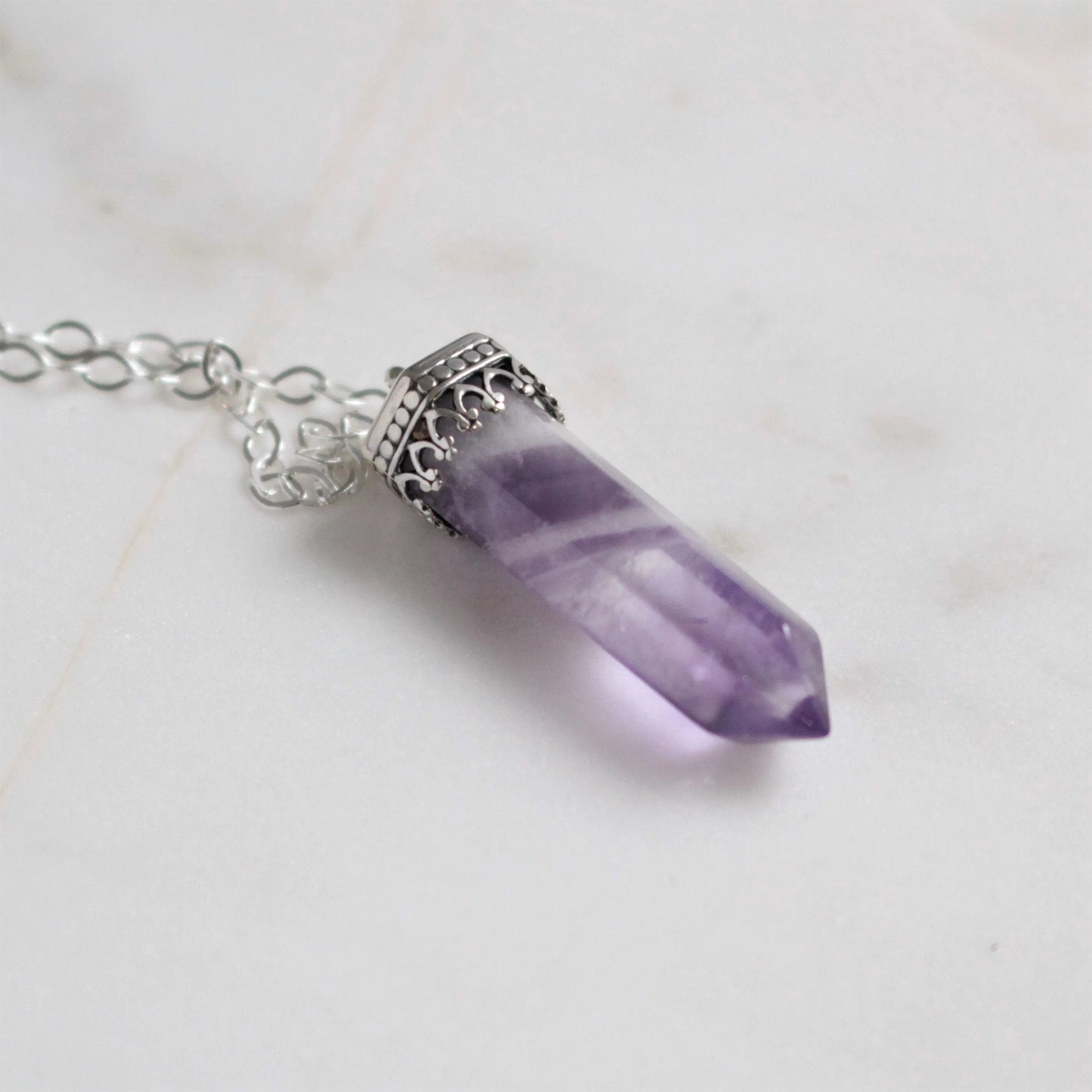 Amethyst Single-Point Crystal Necklace