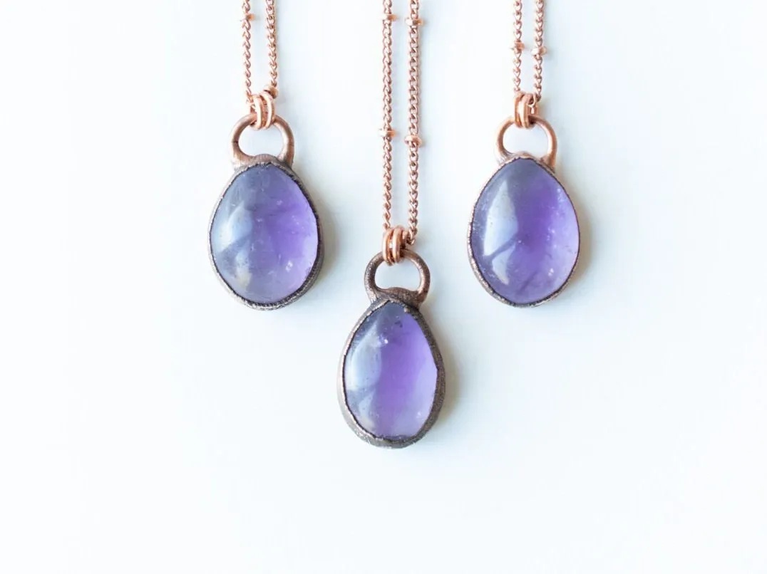 Amethyst teardrop necklace | February Birthstone pendant