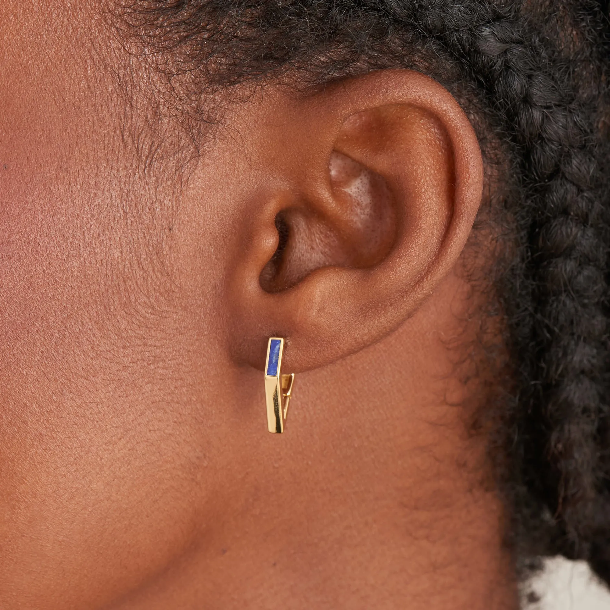 Ania Haie Gold Lapis Angular Hoop Earrings