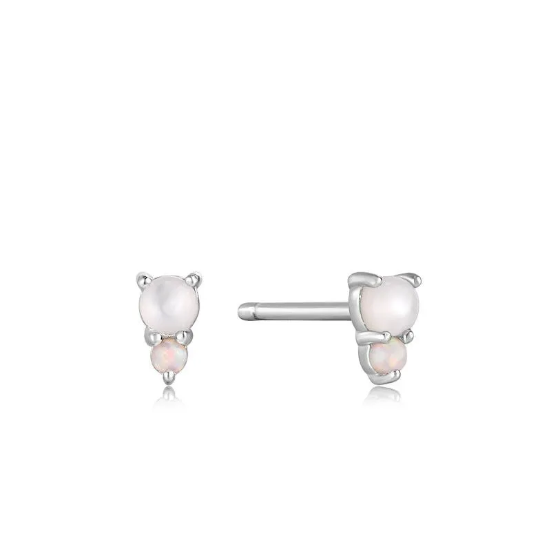 Ania Haie Silver Mother of Pearl and Kyoto Opal Stud Earrings