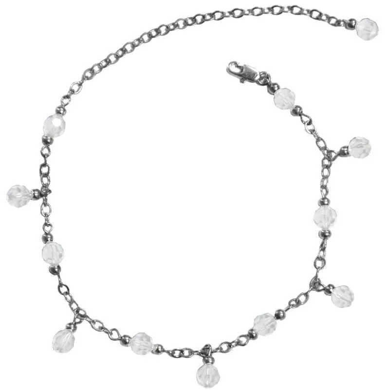 Anklet Silver - Dangling Beads