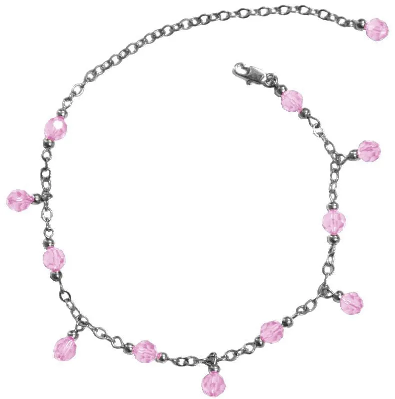 Anklet Silver - Dangling Beads