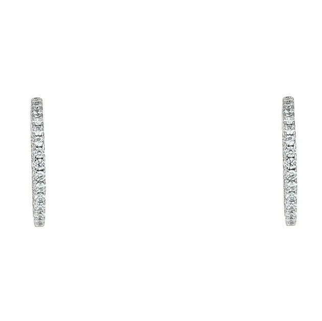 Anna 1.25” Inside Outside CZ Silver Hoop Earrings