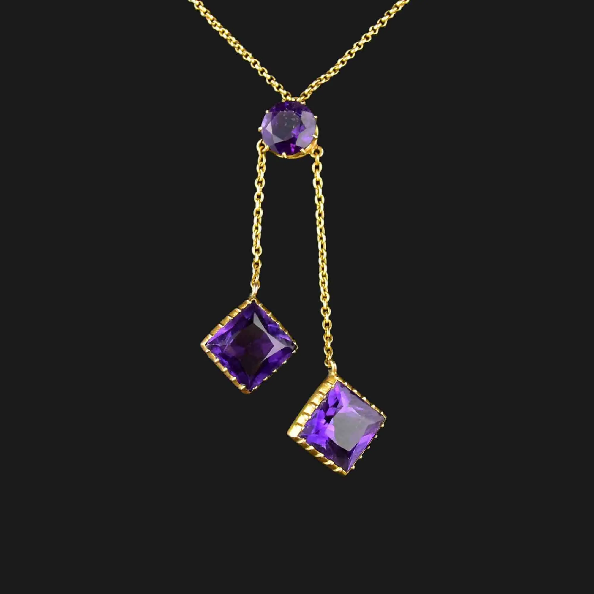 Antique 14K Gold Amethyst Negligee Necklace