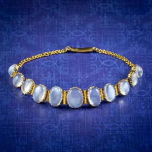 Antique Victorian Moonstone Bracelet 9ct Gold Circa 1880