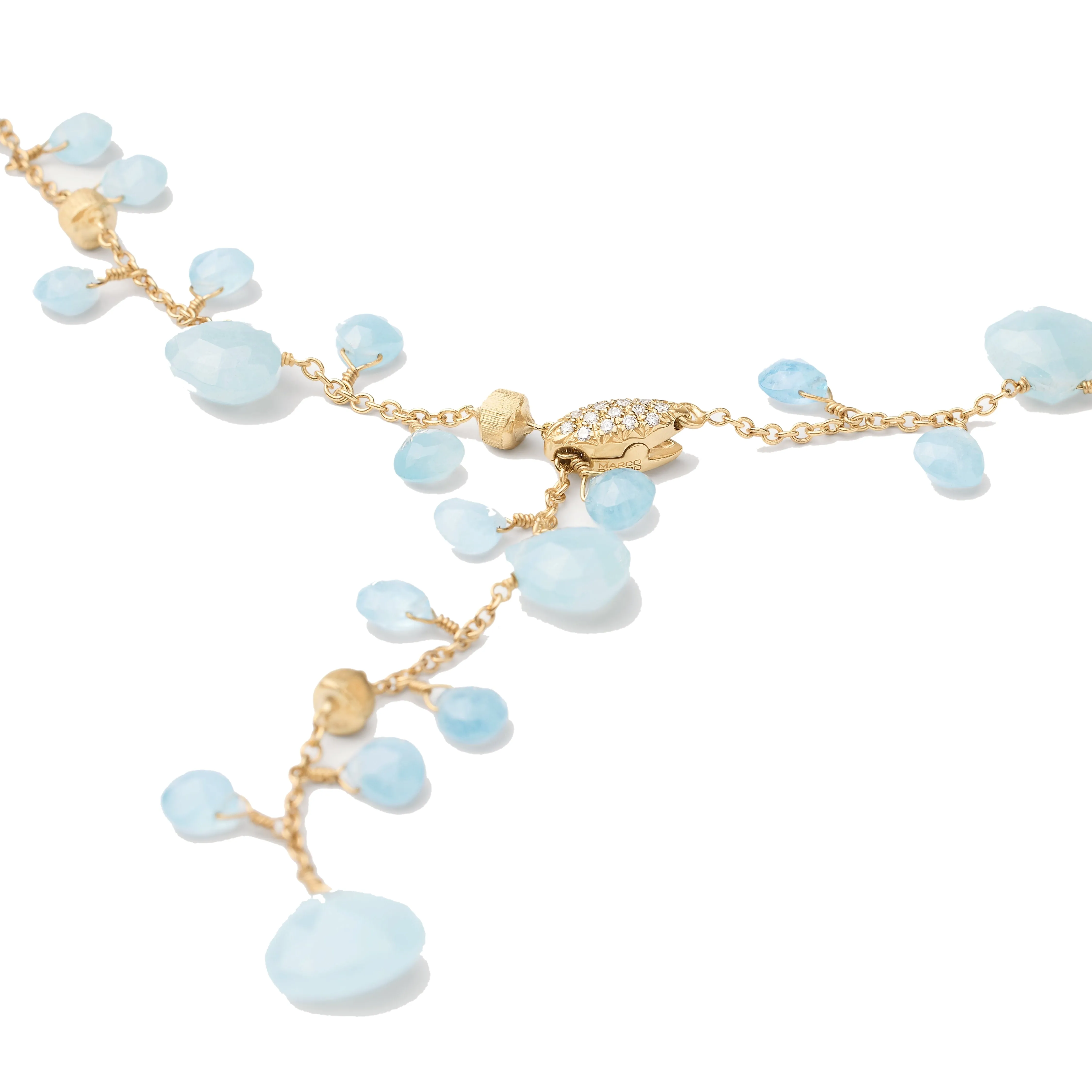 Aquamarine and Diamond Lariat Necklace