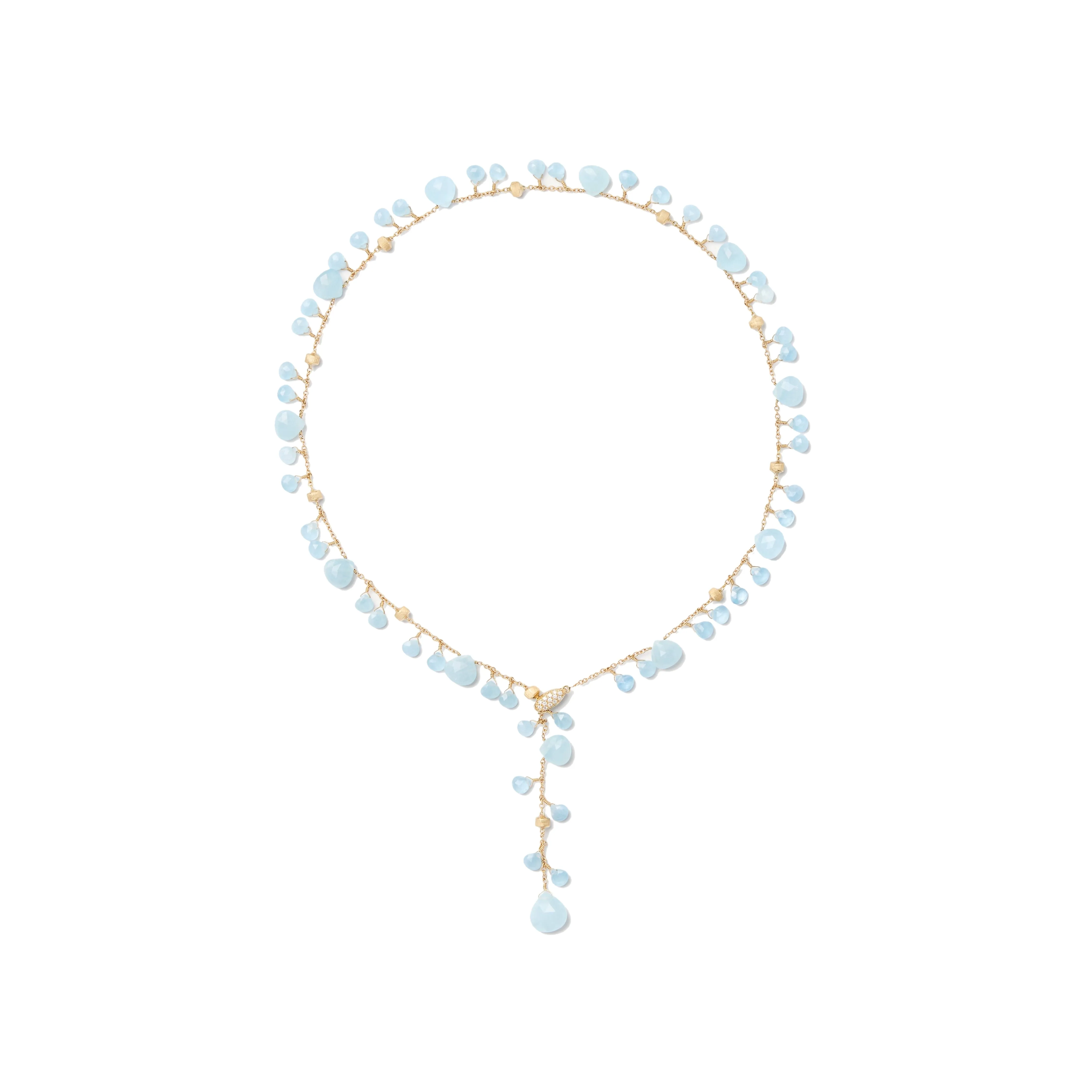 Aquamarine and Diamond Lariat Necklace