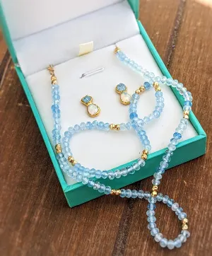 Aquamarine and Opal bridal jewelry set