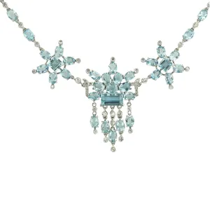 Aquamarine Diamond Platinum Fringe Necklace Circa 1950s