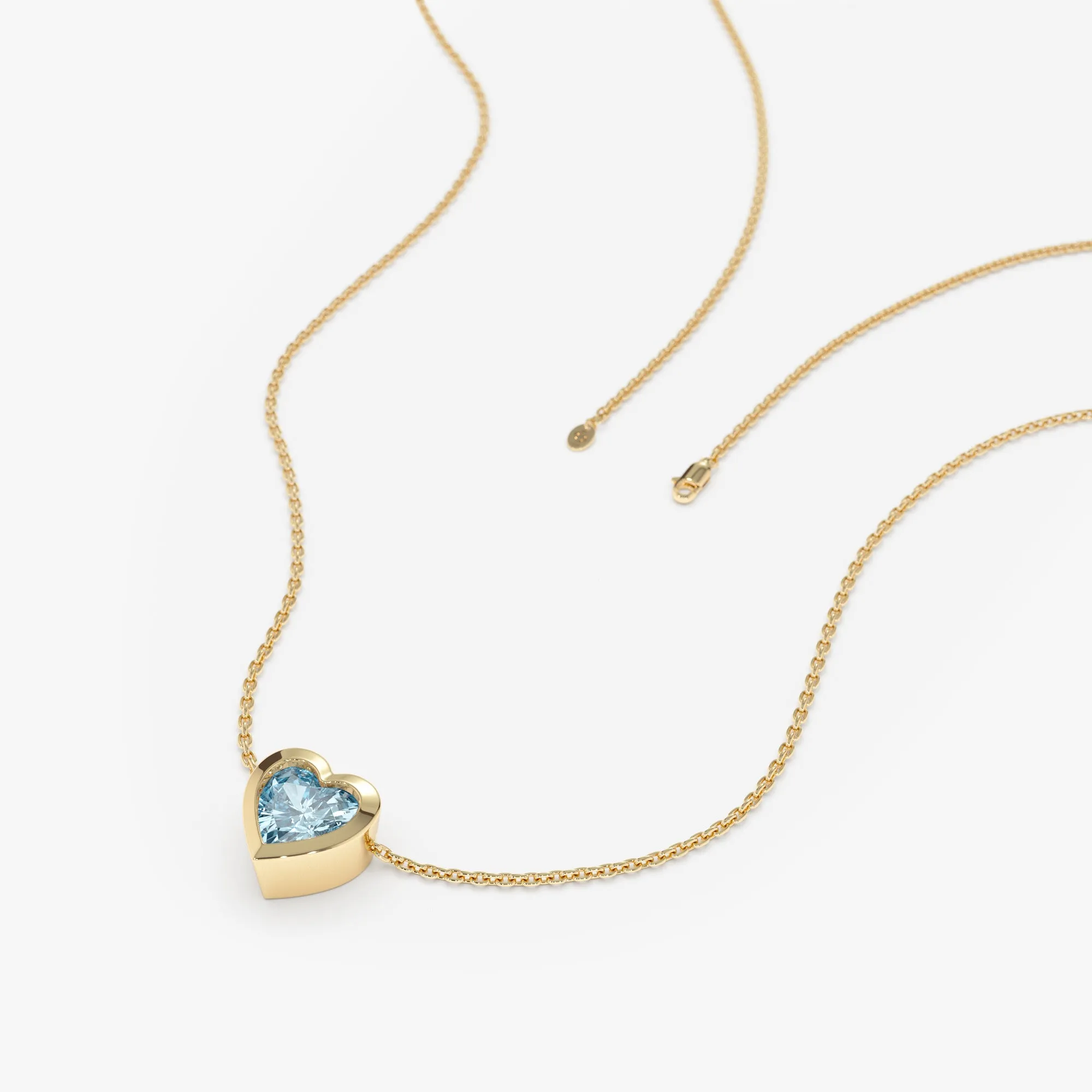 Aquamarine Heart Necklace, Ashly