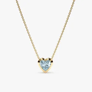 Aquamarine Heart Necklace, Ashly